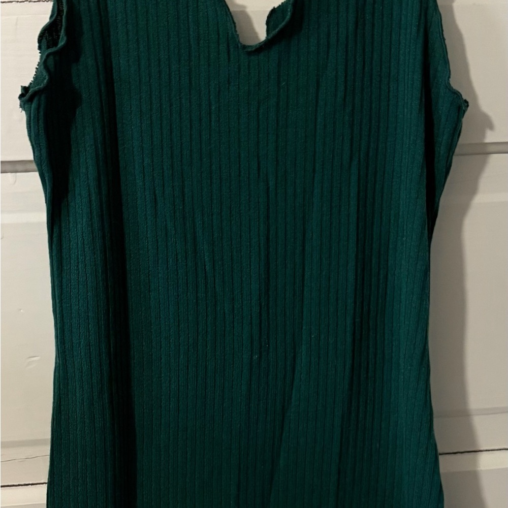 SHEIN Teal Sleeveless Ribbed Dress